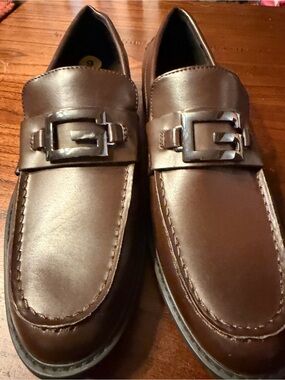 Men's Brown Leather Buckle 👞 by Guess